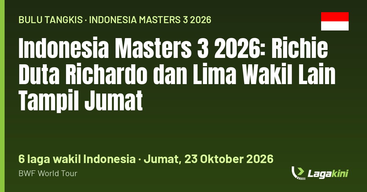 Grafis Lagakini: Indonesia Masters 3 2026: Richie Duta Richardo dan Lima Wakil Lain Tampil Jumat